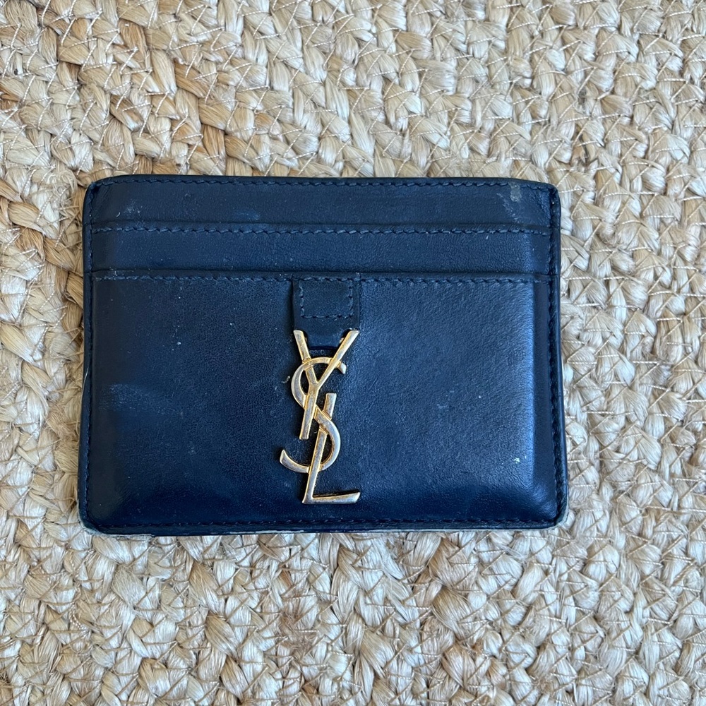 Yves Saint Laurent YSL leather classic card holder navy
